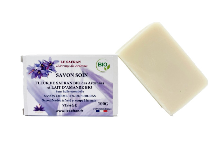 Savons Soin Visage Bio Fleurs de Safran et Lait d'amande