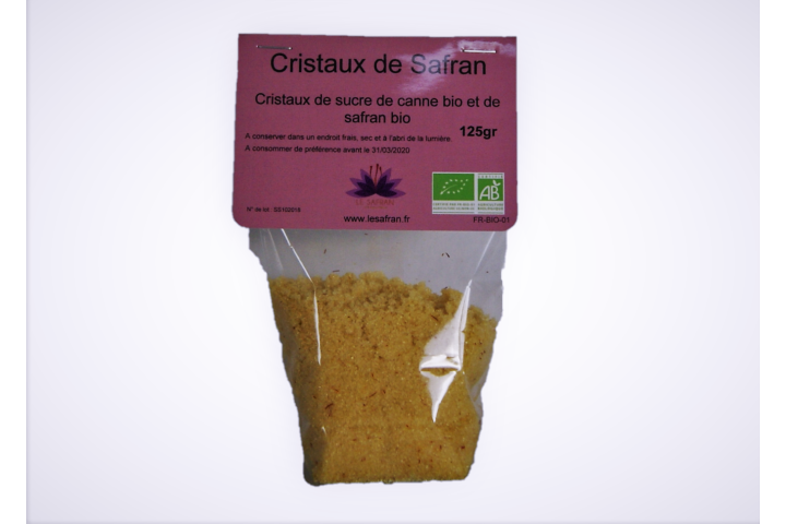 Cristaux de safran, cristaux de sucre de canne bio au safran