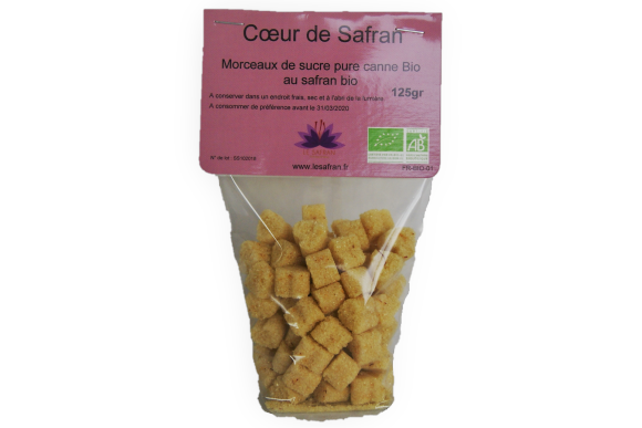 Coeur de safran, morceaux de sucre de canne bio au safran