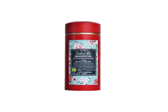 Mélange de thés bio Jasmin-Framboise-Coquelicot-Safran, 100g, 66 tasses