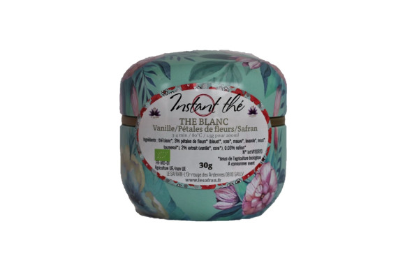 Thé blanc bio Vanille-Fleurs-Safran, 30g, 20 tasses